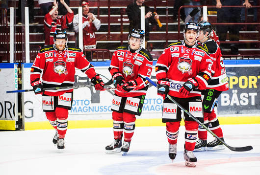 Malmö Redhawks Jeremias Augustin, Christoffer Forsberg och
