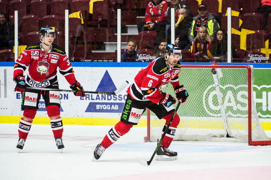 Malmö Redhawks Oliver Bohm och Stefan Warg framför öppen