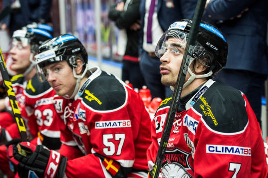 Malmö Redhawks Oliver Bohm, Johan Ivarsson och Nils