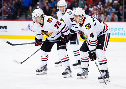 Chicagos Artemis Panarin, Patrick Kane och Niklas