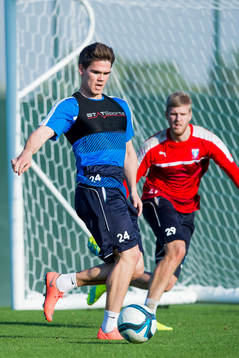 Malmö FFs Vidar Örn Kjartansson och målvakt Fredrik