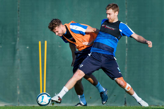 Malmö FFs Kári Árnason och Rasmus Bengtsson