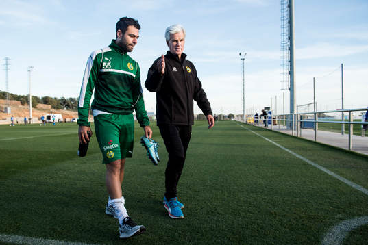 Hammarbys Imad Khalili och tränare Nanne Bergstrand i
