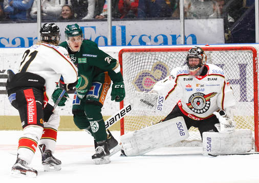 Luleås målvakt Daniel Larsson och Färjestads Joel