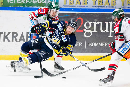 Frölundas Oscar Fantenberg och Joel Lundqvist (h)