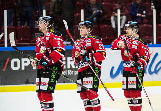 Malmö Redhawks Stefan Warg, Christoffer Forsberg och
