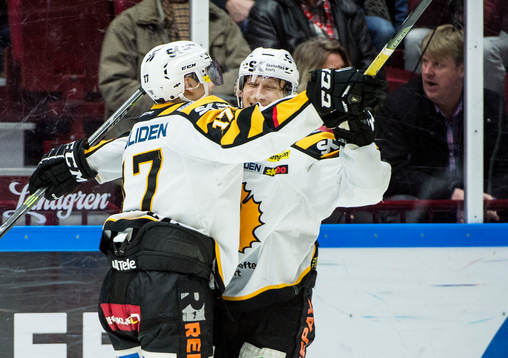 Skellefteås Pär Lindholm gör 0-3 och jublar här med