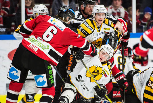 Malmö Redhawks Stefan Warg trycker till Skellefteås