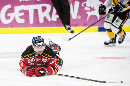 Malmö Redhawks Kent McDonell deppar på isen