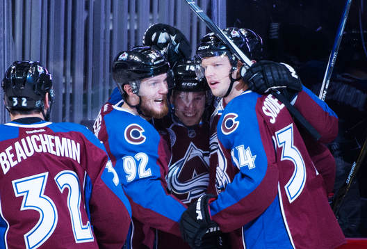 Colorados Gabriel Landeskog, Blake Comeau och Carl