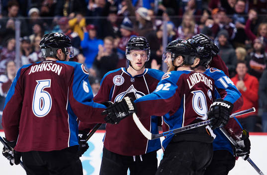 Colorados Erik Johnson, Carl Söderberg, Gabriel Landeskog
