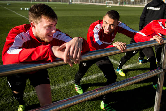 Helsingborgs Anton Kinnander och Jordan Larsson