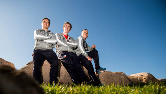 Helsingborgs Anton Wede, Adam Eriksson och Calle Wede