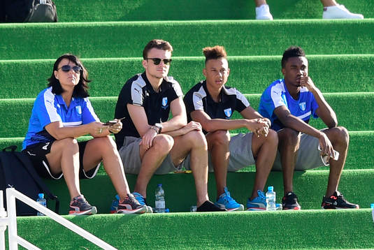 Malmö FFs Andreas Vindheim, Tobias Sana och Samuel Tetteh,