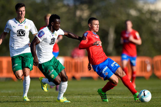 Hammarbys Joseph Aidoo och Helsingborgs Jordan Larsson