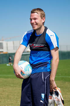 Malmö FFs Oscar Lewicki skrattar