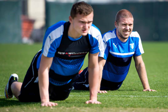 Malmö FFs Piotr Johansson och Anton Tinnerholm