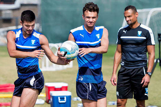 Malmö FFs Vladimir Rodic och Andreas Vindheim kör rehab