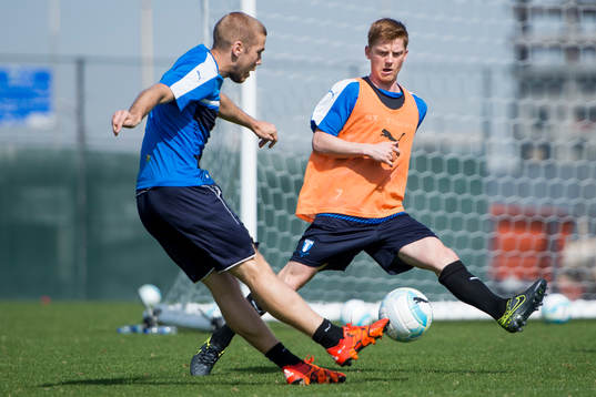 Malmö FFs Anton Tinnerholm och Anders Christiansen