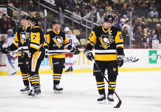 Pittsburghs Sidney Crosby vid uppvärmningen