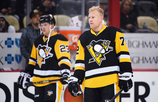 Pittsburghs Patric Hörnqvist vid uppvärmningen