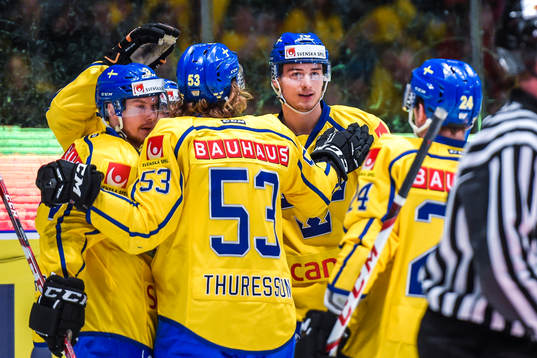 Sveriges spelare jublar