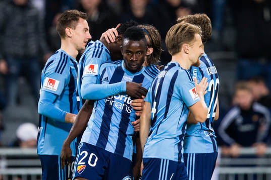 Djurgårdens Marcus Hansson, Michael Olunga, Sam Johnson,