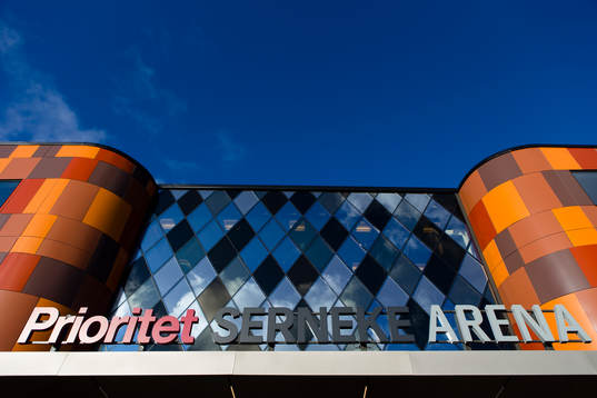 Prioritet Serneke Arena exteriört innan en träningsmatch