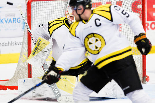 Brynäs målvakt Felix Sandström och Lukas Kilström