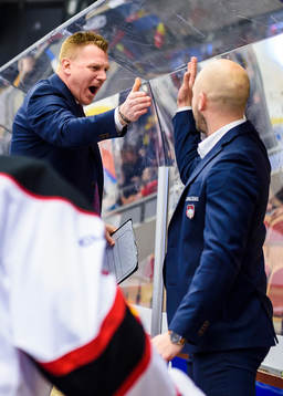 Malmö Redhawks assisterande tränare Jesper Mattsson jublar