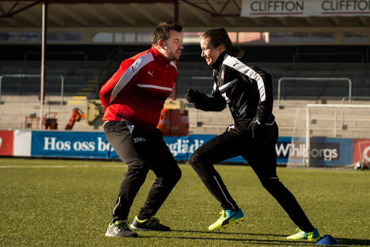 Rosengårds tränare Jack Majgaard Jensen och Emma Berglund