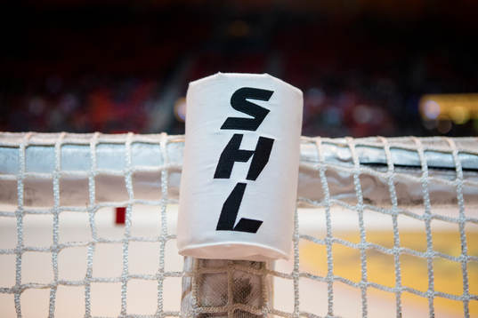 SHL loggan på en målbur