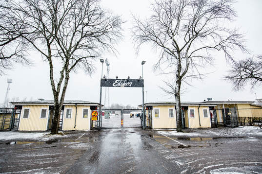 Exteriör på Edsborgs IP i snöoväder