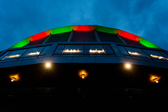 Scandinavium exteriört innan en ishockeymatch i SHL mellan