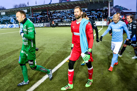 Malmö FFs målvakt Johan Wiland före fotbollsmatchen i