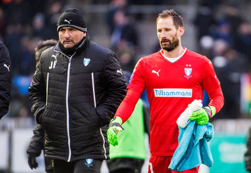 Malmö FFs målvaktstränaren Jonnie Fedel och målvakt