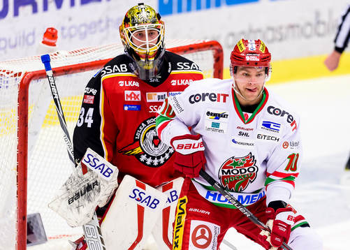 Luleås målvakt Joel Lassinantti och Modos Per-Åge