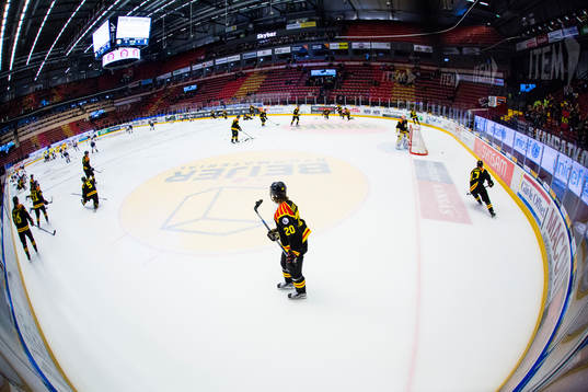 Brynäs Adam Brodecki och hans lagkamrater värmer upp