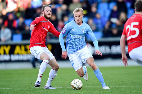 Ålborgs Rasmus Jönsson och Malmö FFs Franz Brorsson