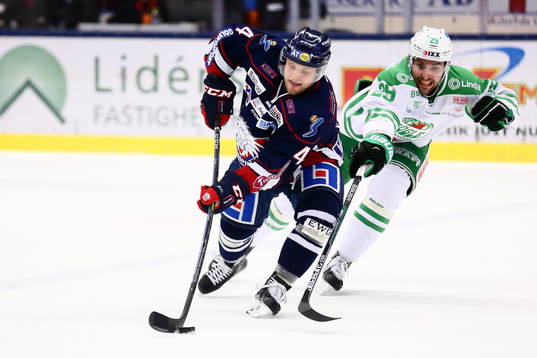 Linköpings Chad Billins och Rögles Ludvig Rensfeldt