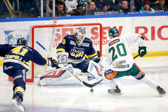s Chris Campoli och målvakt Fredrik Pettersson-Wentzel och