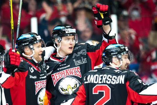 Malmö Redhawks Mathias Tjärnqvist jublar
