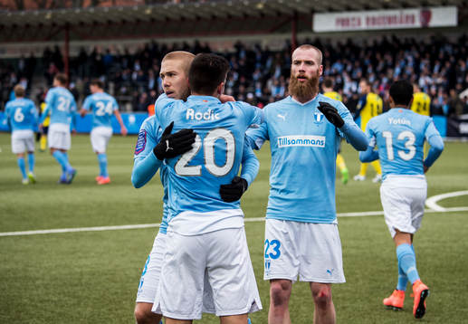 Malmö FFs Anton Tinnerholm, Vladimir Rodic och Jo Inge