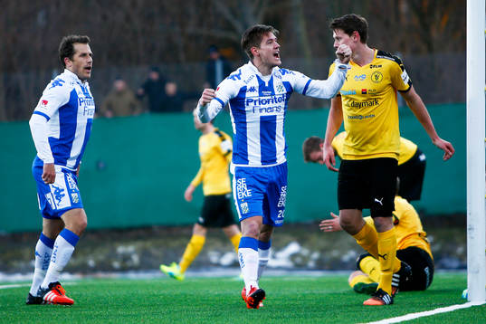 IFK Göteborgs Tobias Hysén och Victor Sköld  jublar