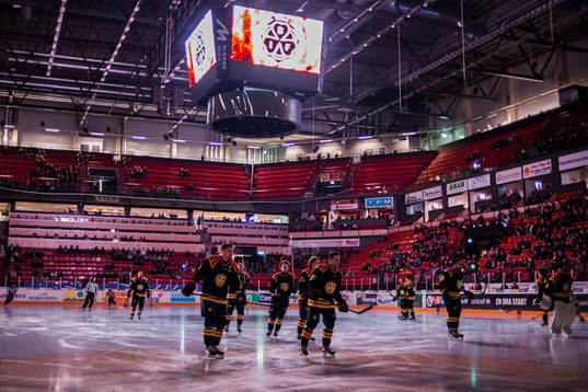 Brynäs  spelare före ishockeymatchen i SHL mellan Brynäs