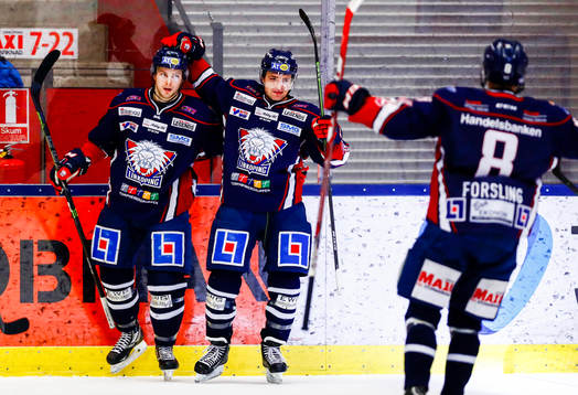 Linköpings Andrew Gordon och Broc Little jublar