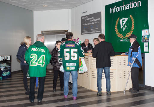 Interiör av informationsdisken i Löfbergs Arena