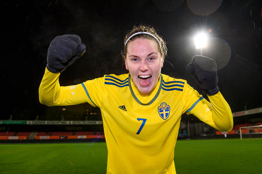Sveriges Lisa Dahlkvist jublar