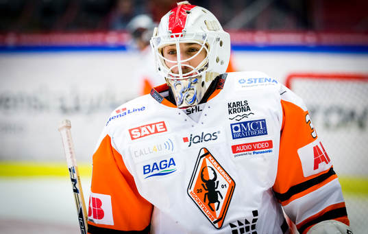 Karlskronas målvakt Tim Sandberg gör sin första matchen