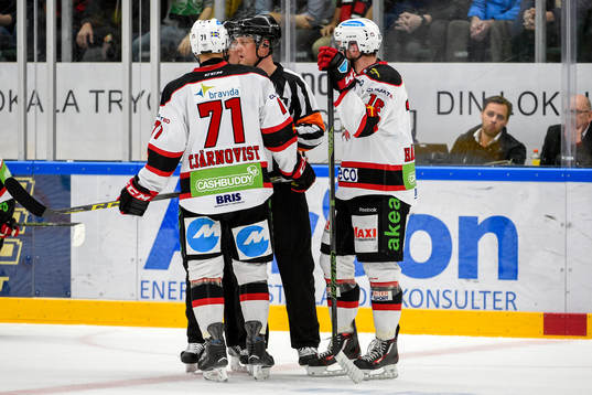 Malmö Redhawks Mathias Tjärnqvist diskuterar med domarna